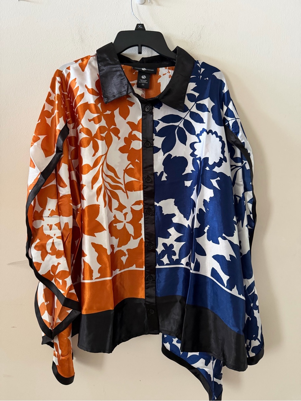 Brand New Ashley Stewart Colorblock Floral Satin Button-Up Blouse Size 22 - Picture 14 of 15